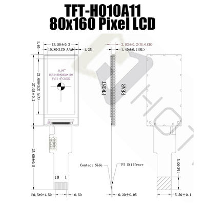 Tipo TFT LCD da barra de 0,96 polegadas, luz solar TFT legível 350cd/m2 de SPI