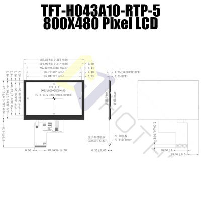 3.3V LCD Resistive 4,3 polegadas, polegada TFT-H043A10SVIST5R40 de 800x480 LCD TFT 4,3