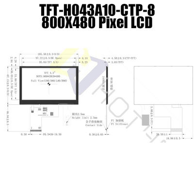 800x480 monitor capacitivo de Pcap do módulo do tela táctil do módulo da exposição de TFT LCD de 4,3 polegadas
