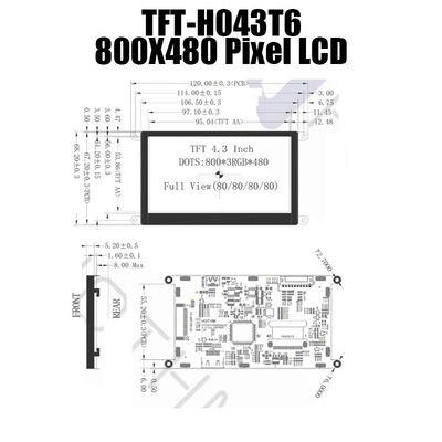 4,3&quot; exposição de 800x480 HDMI LCD para os instrumentos TFT-043T6SVHDVN20Z