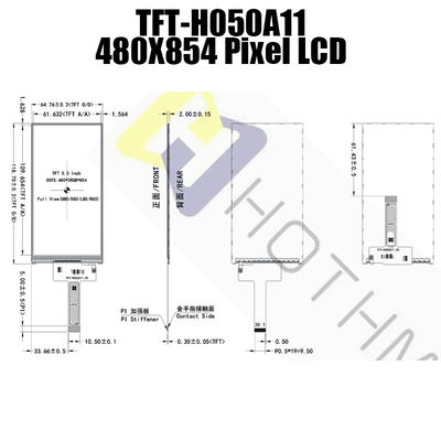 Vertical pontos IC ST7701S/TFT-H050A11FWIST5N20 da exposição 480x854 de TFT LCD de 5 polegadas