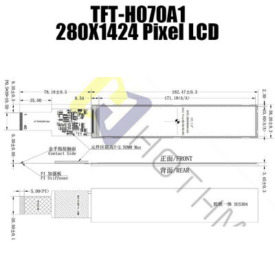 7,0 luz solar OTA7290B legível da exposição da polegada 280x1424 MIPI LCD