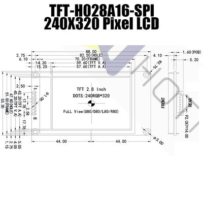 2,8 luz solar TFT028A16-SPI legível do módulo ST7789V da polegada 240x320 SPI TFT LCD