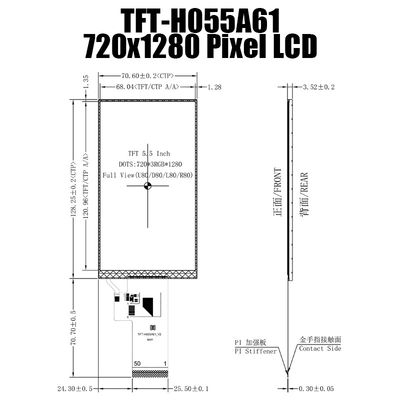Polegada FT6336G/TFT-H055A61HDINVKN40 da exposição 5,5 de MIPI 720x1280 IPS TFT LCD