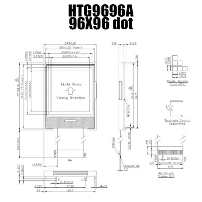 96X96 RODA DENTEADA gráfica LCD SSD1848 | FSTN + exposição com Backlight/HTG9696A BRANCO