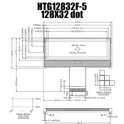 128X32 RODA DENTEADA gráfica LCD ST7565R | FSTN + exposição com Backlight/HTG12832F-5 branco