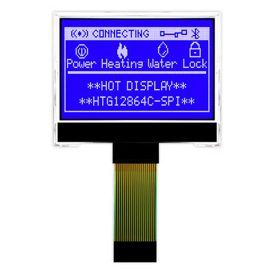 exposição do módulo ST7567 SPI FSTN do LCD da RODA DENTEADA 128X64 com o luminoso lateral branco HTG12864C-SPI
