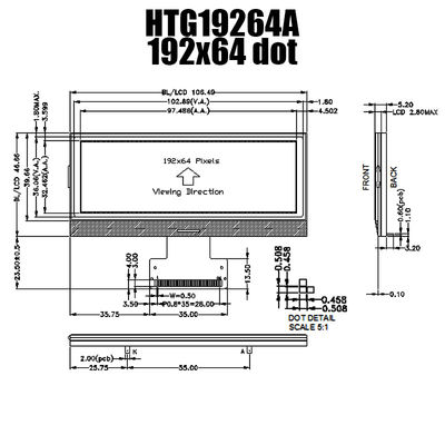 módulo gráfico de 192X64 36PIN LCD, IST3020 Chip On Glass Display HTG19264A