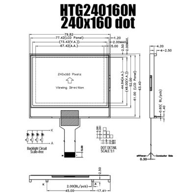 módulo ST7529 da exposição gráfica de 240x160 LCD com o luminoso branco lateral HTG240160N