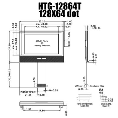 módulo monocromático 3.3V MCU8080 ST7567 HTG12864T do LCD da RODA DENTEADA 128X64