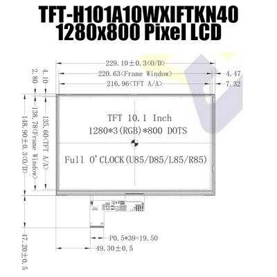 tipo legível da luz solar do módulo do IPS TFT LVDS LCD dos pixéis 1280x800