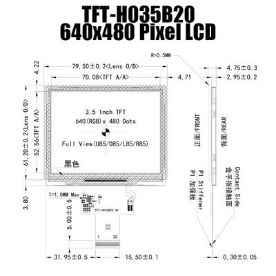 3,5 painel de exposição largo ST7703 de TFT da temperatura do IPS 640x480 da polegada para Handheld