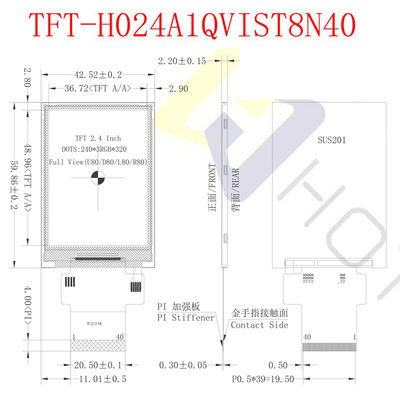 500cd/M2 2,4 relação da exposição 480X640 SPI de TFT LCD da polegada para a instrumentação TFT-H024A13VGIST5N40
