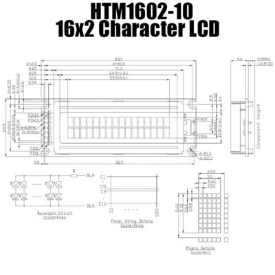 Exposição de múltiplos propósitos de 16x2 LCD, módulo verde amarelo HTM1602-10 da exposição de LCM