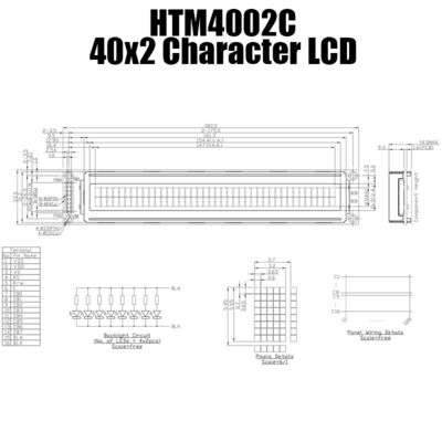 o módulo industrial do LCD do caráter 5V indica 40x2 8 HTM4002C mordido