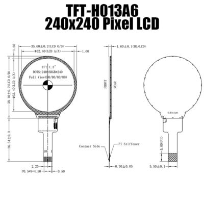 SPI conecta o tipo Resistive círculo TFT LCD SPI 240x240 da barra de 1,3 polegadas