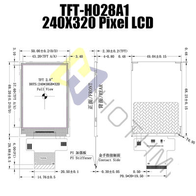 2,8&quot; visualização ótica de tela táctil legível TFT-H028A1QVIST6N40 de TFT da luz solar 240x320