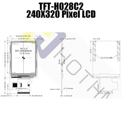 280cd/m2 líquido Crystal Display Module de 2,8 polegadas, tela TFT-H028C2QVTST3N45 de 240x320 TFT
