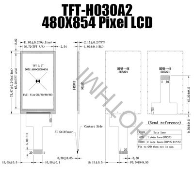A cor TFT LCD da câmera 480854 indica a polegada 480x854 TFT-H030A2FWIST3N20 do módulo 3.3V 3