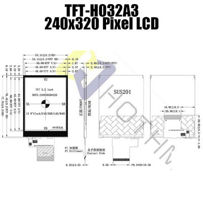 3,2&quot; écran sensível Resistive TFT-H032A3QVTST3R40 do módulo 240x320 ST7789V da exposição de SPI TFT LCD