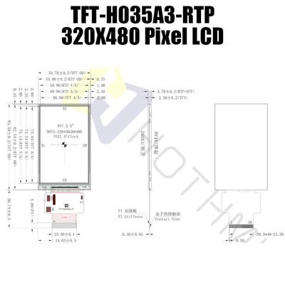 Vertical módulo de TFT LCD de 3,5 polegadas, tela capacitiva multifuncional de TFT