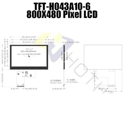 Pixéis legíveis TFT-H043A10SVIST6N40 da exposição 800x480 de TFT LCD de 4,3 polegadas da luz solar