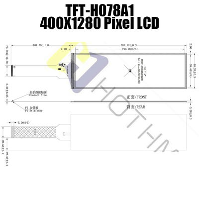 7,8 tipo TFT da barra da polegada 400x1280, exposição do LCD do brilho ST7703 alto