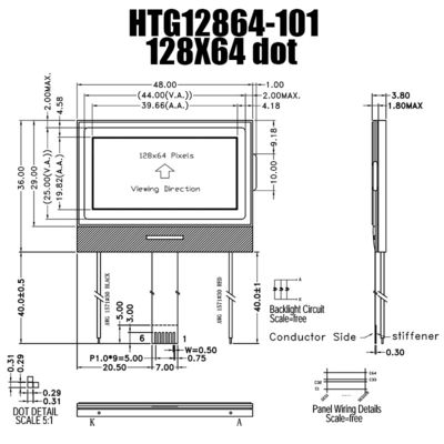 exposição da RODA DENTEADA de 128X64 LCD, módulo gráfico HTG12864-101 de UC1601S LCD