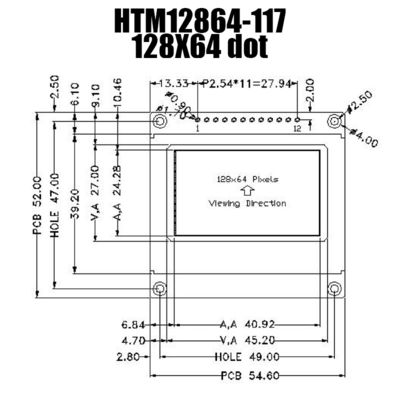 Módulo padrão gráfico do LCD da ESPIGA do módulo 128x64 da exposição de FSTN