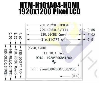 10.1inch 1920x1200 HDMI 1,4 do LCD da exposição IPS de tipo legível da luz solar