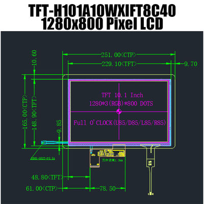 10,1 o módulo IPS da exposição da polegada 1280x800 TFT LCD indica LVDS com monitor de Pcap