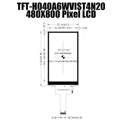 4,0 módulo de relação da exposição ST7701S IPS MIPI da polegada 480x800 TFT LCD
