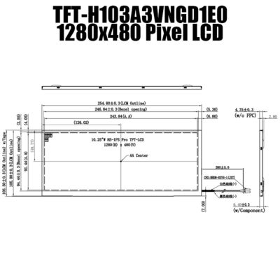 10,3 módulo de TFT da categoria do veículo da exposição da polegada 1280x480 LVDS IPS LCD
