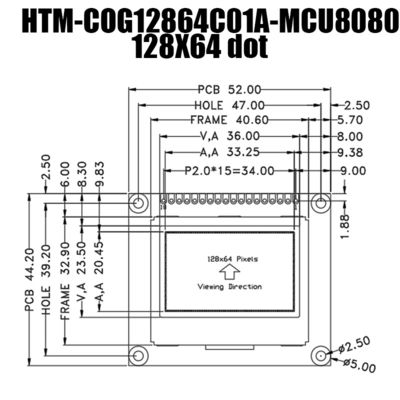 módulo do LCD da ESPIGA de 128X64 Dots Graphic FSTN com o luminoso lateral branco