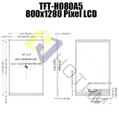 Luz solar da exposição de MIPI JD9365 TFT LCD legível para o controle industrial