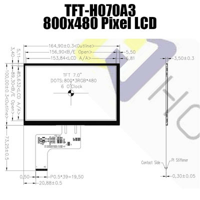 Exposição de TTL LCD de 7,0 polegadas com o motorista Chip de EK9716BD4 EK73002AB2