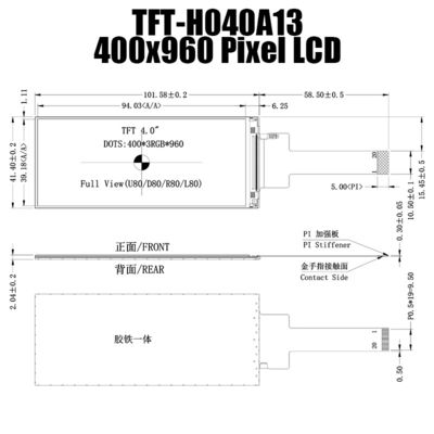 4 fabricante For Fingerprint Lock da exposição do módulo 400X960 TFT LCD de TFT LCD da polegada