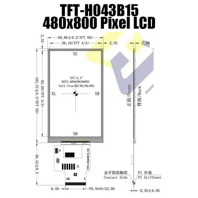 4,3 fabricante For Instrumentation do módulo 480X800 da exposição de TFT LCD da polegada