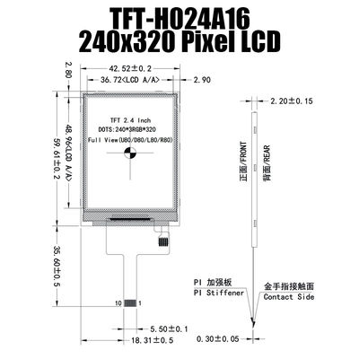 2,4 fabricante industrial Sunlight Readable da exposição de TFT LCD do monitor da polegada 240x320 SPI