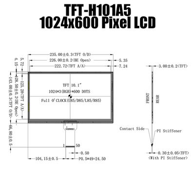 10,1 fabricante da exposição de TFT LCD do painel da exposição 1024x600 IPS TFT LCD do LCD da polegada