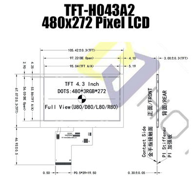 4,3&quot; a exposição 480x272 IPS LCD de Tft Lcd da polegada monitoram o fabricante da exposição de TFT LCD