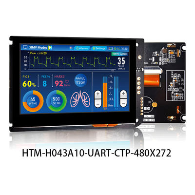 4,3 exposição capacitiva de TFT LCD 480x272 do tela táctil de UART da polegada COM PLACA de CONTROLADOR do LCD