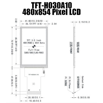 3,0 painel de exposição largo ST7703 de TFT da temperatura do IPS 480x854 da polegada para o computador industrial