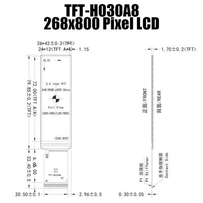 3,0 painel de exposição largo ST7701S de TFT da temperatura do IPS 268x800 da polegada para a instrumentação