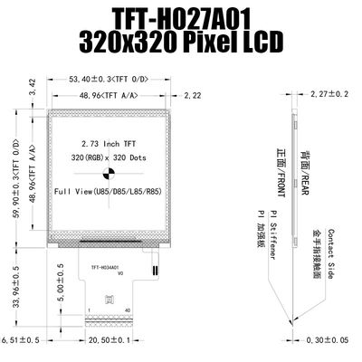 2.7 polegadas IPS 320x320 Leia-se luz solar TFT painel de exibição MCU para controle industrial